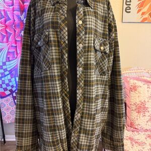 Lee Gray and Tan Plaid Shirt Jacket 3XL